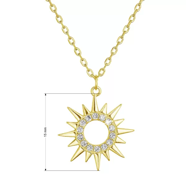 Pozlátený strieborný náhrdelník slnka so zirkónmi 12115.1