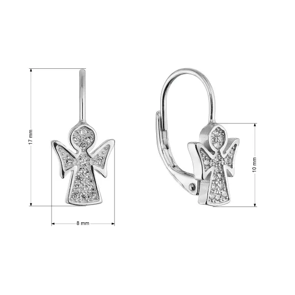 Strieborné náušnice anjel so zirkónmi 11543.1