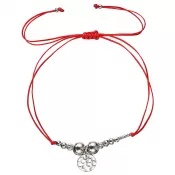 Textilný náramok červený strieborné guličky 13040.3 red