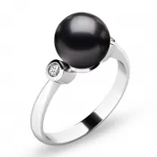 Dámsky prsteň biele zlato 585/1000 prírodný diamant 0,054 ct perla a diamanty 10867-B-FW-Black