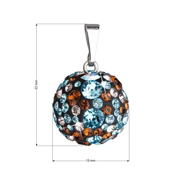 Strieborný prívesok s kryštálmi Swarovski Mix Color Round 34081.3 Aqua