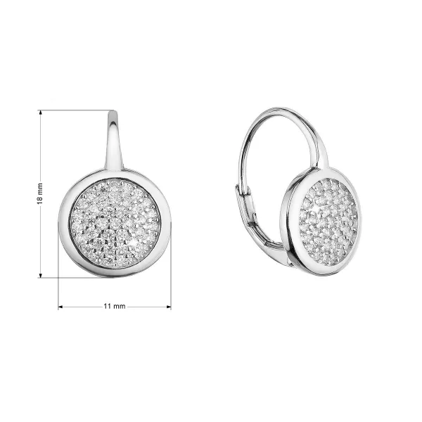 Strieborné náušnice visiace so zirkónmi biele okrúhle 11454.1