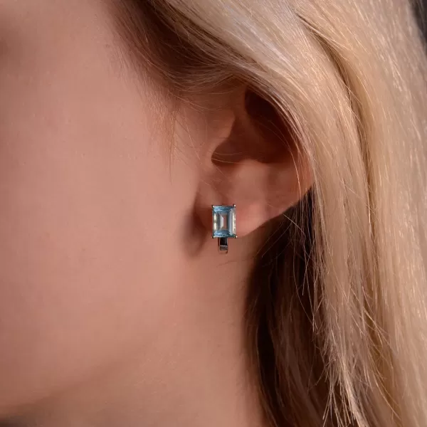 Strieborné náušnice s pravými minerálnymi kameňmi modré 11498.3 sky topaz