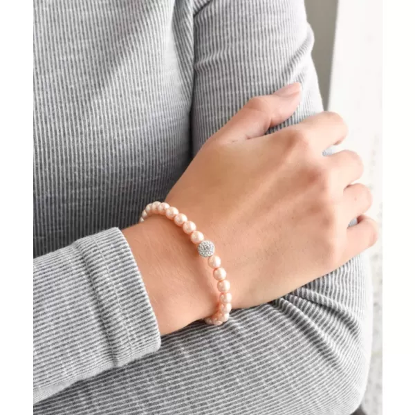 Perlový náramok ružový s Preciosa kryštálmi 33115.3