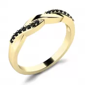 Prsteň s čiernymi diamantmi žltého zlata 10996-ZL-čierna
