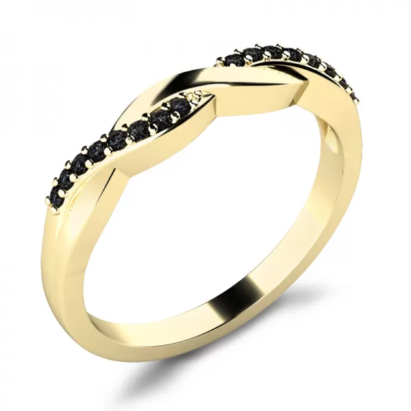 Prsteň s čiernymi diamantmi žltého zlata 10996-ZL-čierna