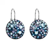 Strieborné náušnice visiace s kryštálmi Swarovski modré okrúhle 31176.3 blue style