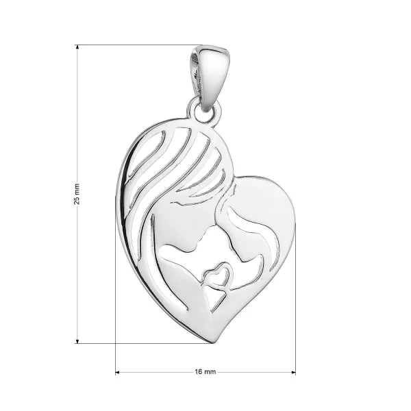 Strieborný prívesok srdce matka a dieťa 64002