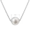 Strieborný náhrdelník s pevnou bielou riečnou perlou na retiazke 22047.1