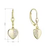 Pozlátené strieborné náušnice visiace srdce so zirkónmi bielej 11472.1