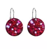 Strieborné náušnice visiace s kryštálmi Swarovski červené okrúhle 31176.3 cherry
