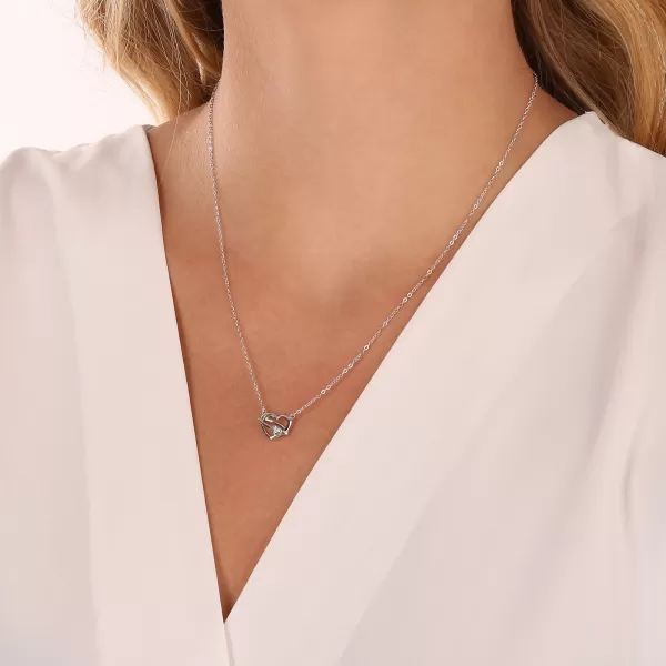 Strieborný náhrdelník srdca so srdiečkom zo zirkónu 12099.1 crystal