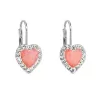 Strieborné náušnice čalúnenia so syntetickým opálom oranžovým srdcom 31319.1 Koral