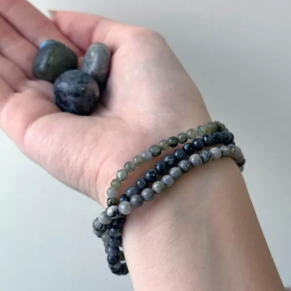 Náramky s minerálnymi kameňmi labradorite, jaspis 43043.3 čierny