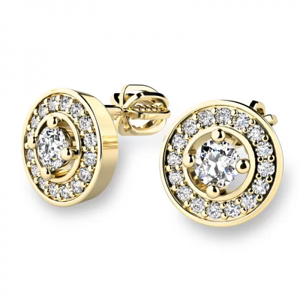 Náušnice žlté zlato 585/1000, prírodné diamanty 0.340ct, 10921-ZL-DIA