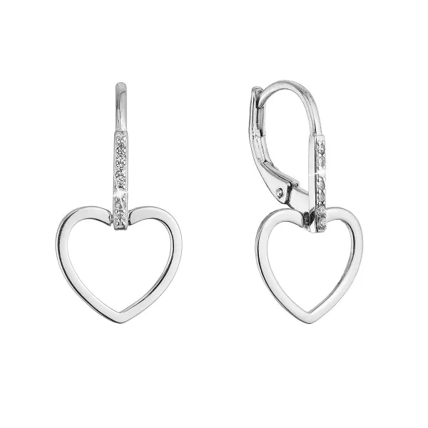 Strieborné náušnice visiace srdce 11537.1