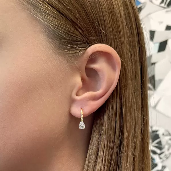 Pozlátené náušnice visiace so zirkónom biela slza 11206.1