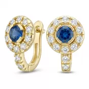 Náušnice žlté zlato 585/1000, prírodné diamanty a zafíry, 109015-ZL-SAF