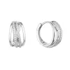 Strieborné náušnice kruhy so zirkónmi v bielej farbe 11462.1