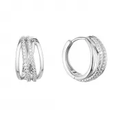 Strieborné náušnice kruhy so zirkónmi v bielej farbe 11462.1