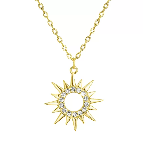 Pozlátený strieborný náhrdelník slnka so zirkónmi 12115.1