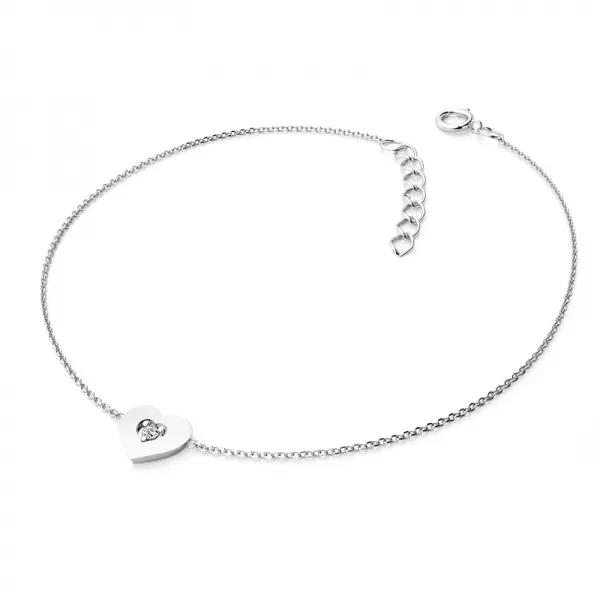 Dámsky náramok z bieleho zlata 0,045 ct prírodný diamant 585/1000, 10874-NR02-B-DIA