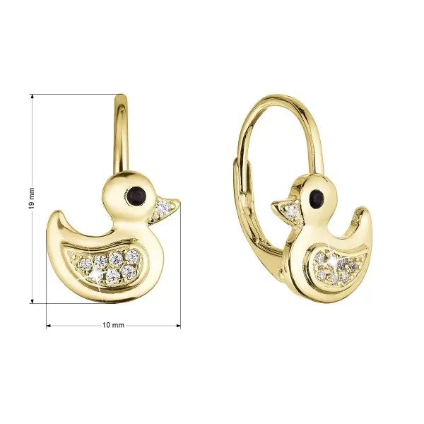Pozlátené strieborné náušnice kačičky so zirkónmi 11499.1 crystal