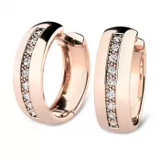 Náušnice růžové zlato 585/1000, přírodní diamanty 0.126ct, 109012-CV-DIA
