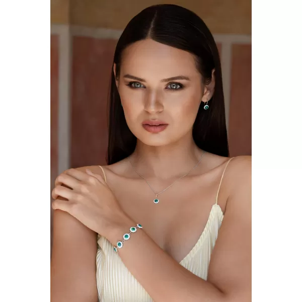 Strieborný náramok so syntetickým opálom a kryštálmi Preciosa zelený 33105.1