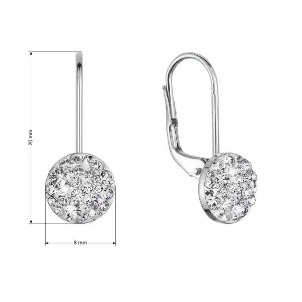 Strieborné náušnice visiace s kryštálmi Swarovski biele malé 31321.1 crystal