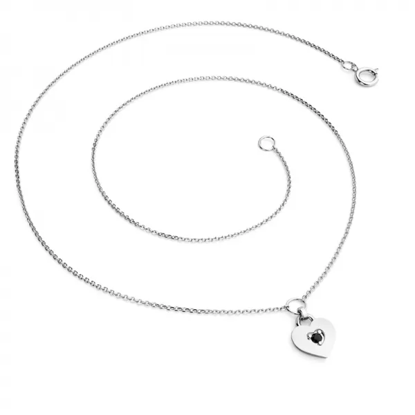 Náhrdelník srdca s diamantom 10874-NH05-B-Black