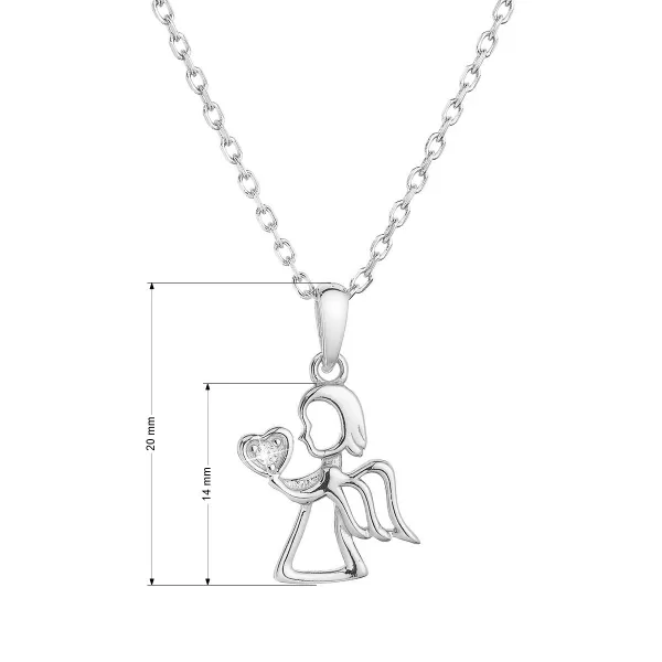 Strieborný náhrdelník anjel so zirkónom v srdiečku 12073.1