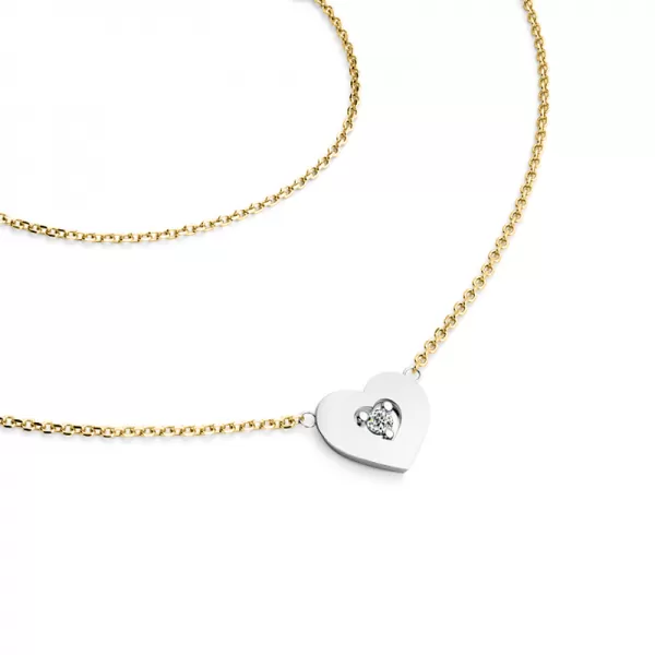 Náhrdelník srdca s diamantom 10874-NH01-ZLB-DIA