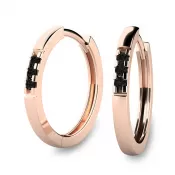 Dámske náušnice ružové zlato 585/1000 prírodné diamantové kruhy 10986-CV-Čierna