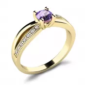 Dámsky prsteň žlté zlato 585/1000 prírodný diamant G/SI s tanzanitom tanzanit 10998-ZL-TAN