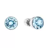 Strieborné náušnice pecka so Swarovski kryštálmi modré okrúhle 31113.3 aqua