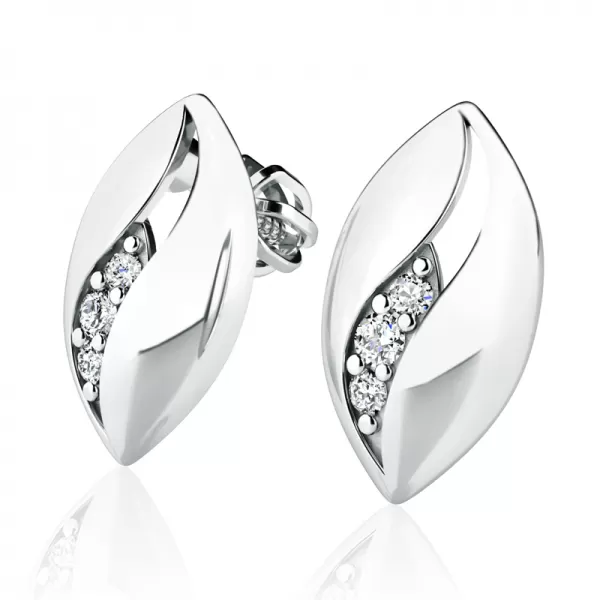Dámske náušnice biele zlato 585/1000 prírodný diamant 0,044 ct G/SI 10973-B-DIA