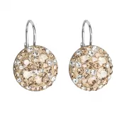 Strieborné náušnice visiace s kryštálmi Swarovski zlaté okrúhle 31176.5 gold
