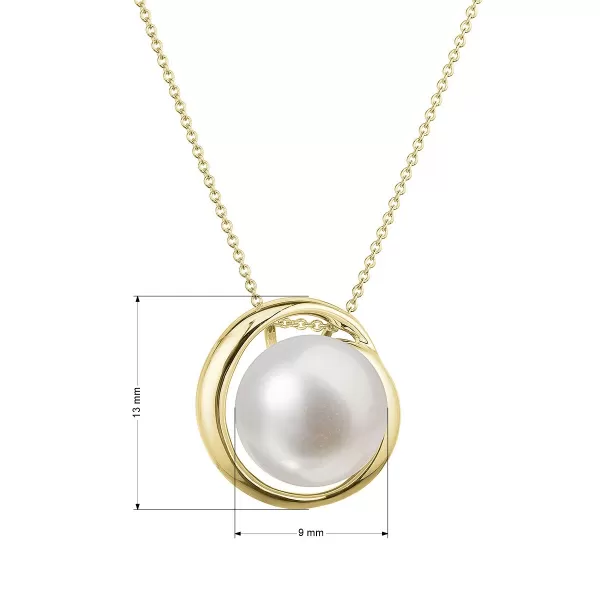 Zlatý 14 karátový náhrdelník žlté zlato s bielou riečnou perlou 92P00035