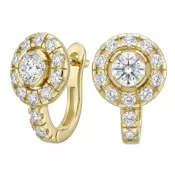 Náušnice žluté zlato 585/1000, přírodní diamanty 0.884ct, 109015-ZL-DIA