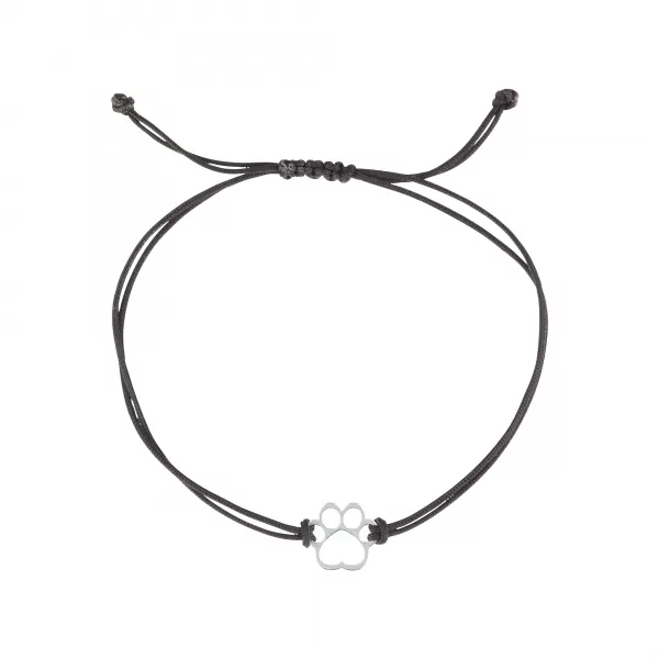 Textilný náramok Kabbalah čierny so striebornou labkou 13058.3 black