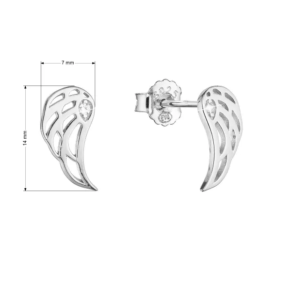 Strieborné náušnice krídla so zirkónom 11456.1