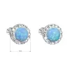 Strieborné náušnice kôstky so syntetickým opálom a Preciosa kryštály svetlo modré okrúhle 31317.1