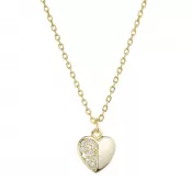 Pozlátený strieborný náhrdelník srdiečko so zirkónikmi 12072.1