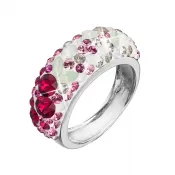 Strieborný prsteň s kryštálmi Swarovski mix farieb červená 35031.3