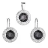 Súprava šperkov s kryštálmi Swarovski náušnice a prívesok čierne okrúhle 39107.3