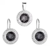 Súprava šperkov s kryštálmi Swarovski náušnice a prívesok čierne okrúhle 39107.3