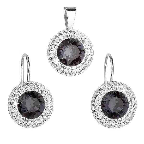 Súprava šperkov s kryštálmi Swarovski náušnice a prívesok čierne okrúhle 39107.3