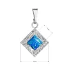 Strieborný prívesok so syntetickým opálom a kryštálmi Preciosa modrý kosoštvorec 34260.1 blue