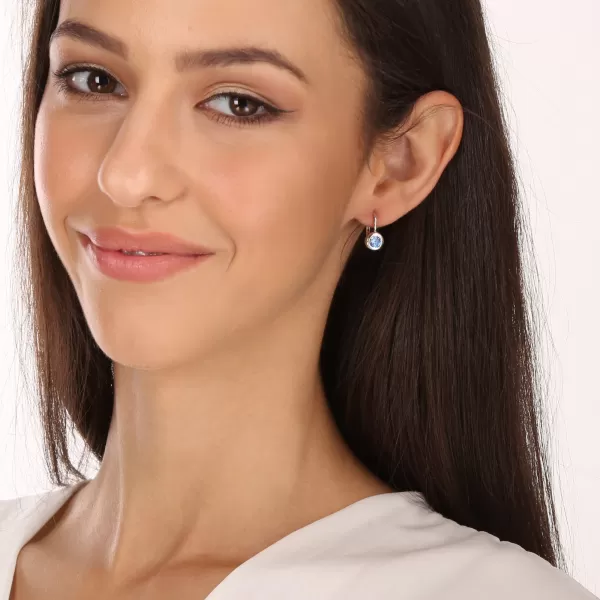 Strieborné náušnice visiace s modrým zirkónom 11548.3 aqua
